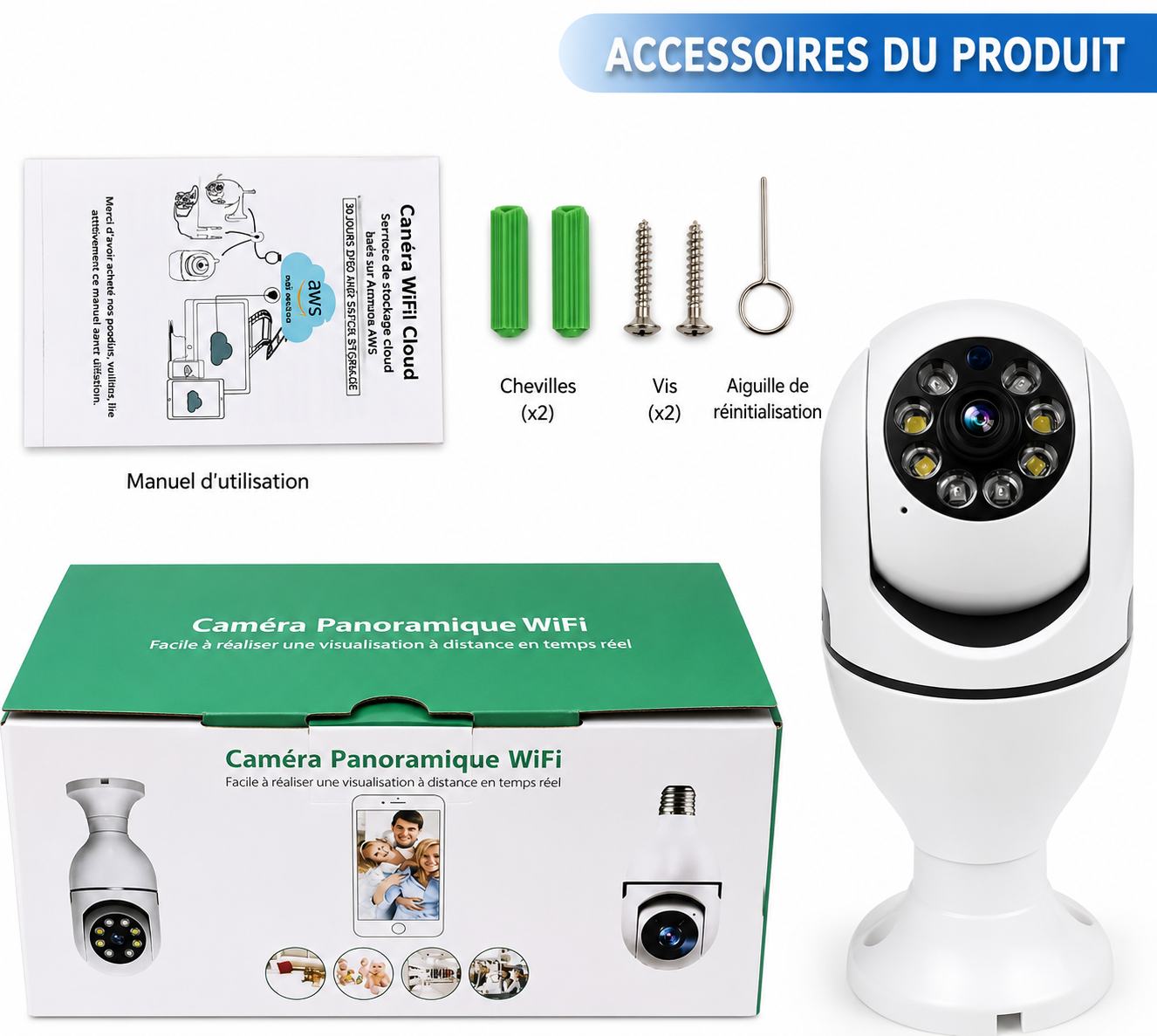 📹 Caméra Ampoule WiFi 360° – Surveillez votre maison depuis votre téléphone