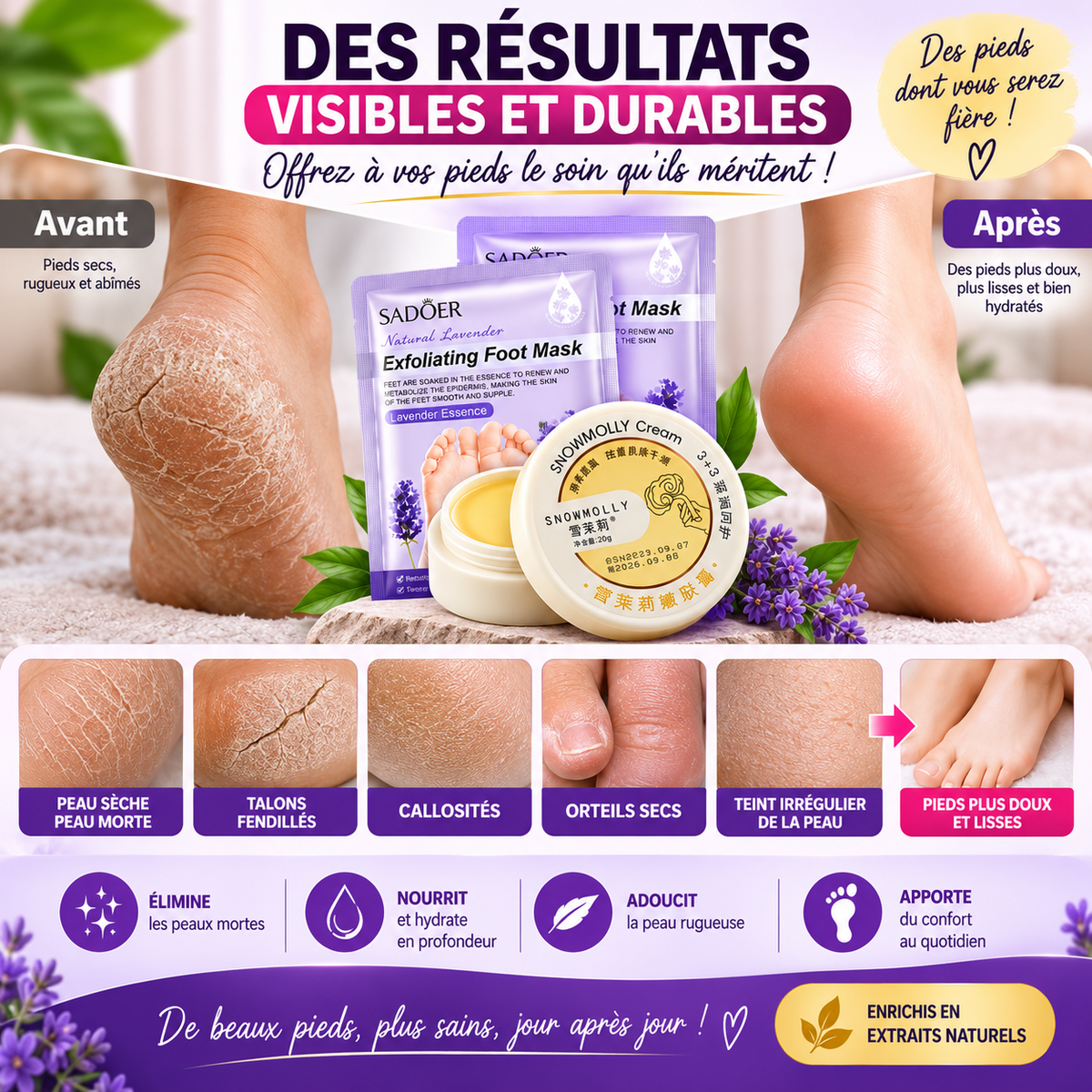 💜 Pack Pieds Doux – Exfoliation + Hydratation ⭐