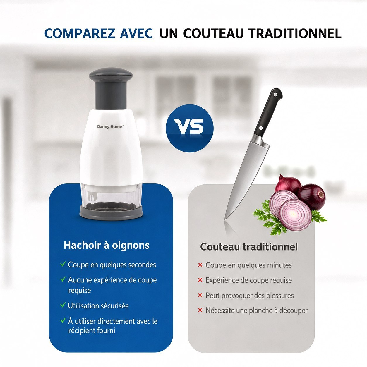 Hachoir Manuel Multifonction – Coupe Oignon, Légumes & Herbes en Quelques Secondes