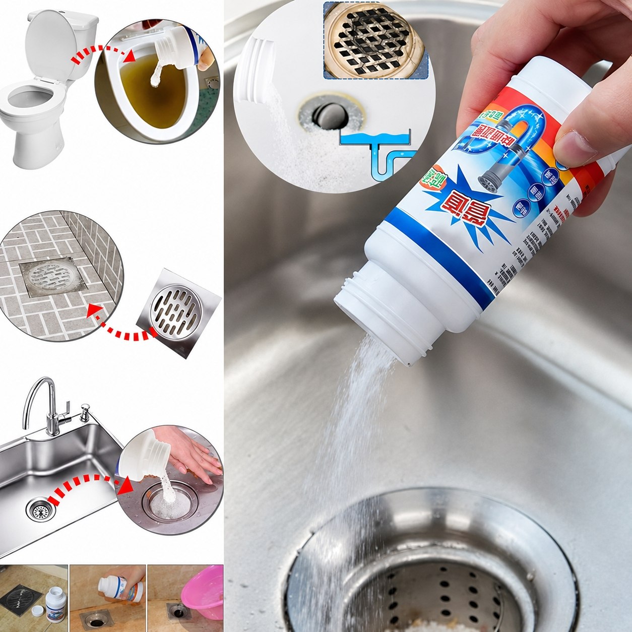 Déboucheur Canalisation Ultra Puissant – Dissout Graisse, Cheveux &amp; Bouchons en Quelques Minutes