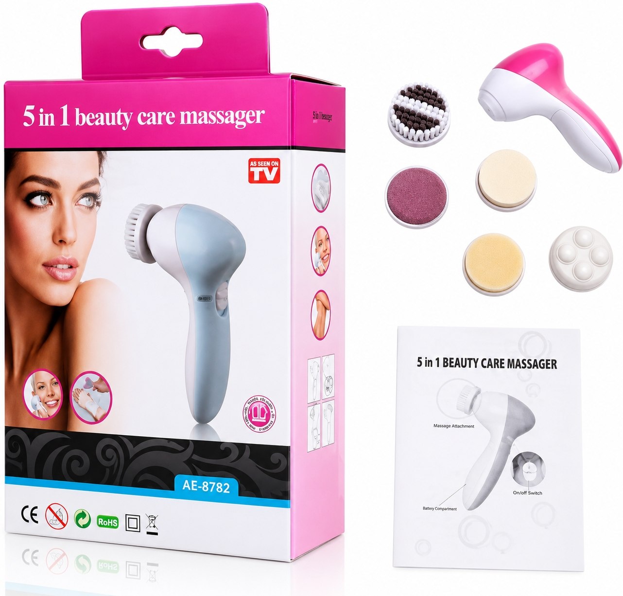 Brosse Nettoyante Visage 5-en-1 – Spa Facial à Domicile &amp; Peau Éclatante