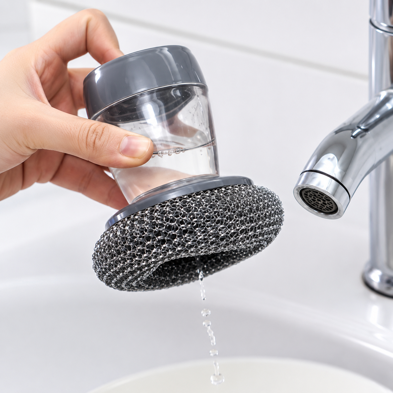 Brosse Vaisselle Inox 2-en-1