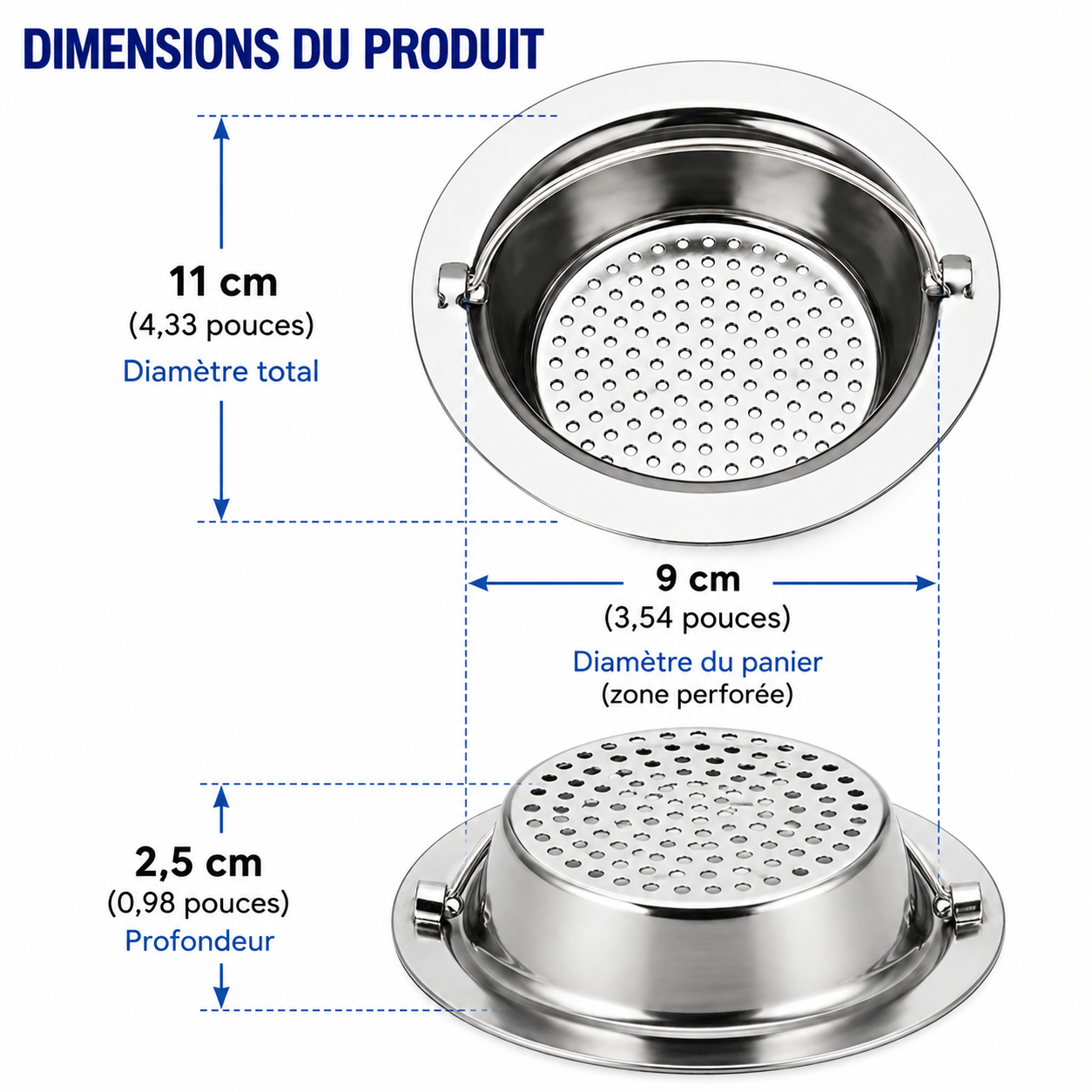 FILTRE ÉVIER LAVABO ANTI-BOUCHAGE