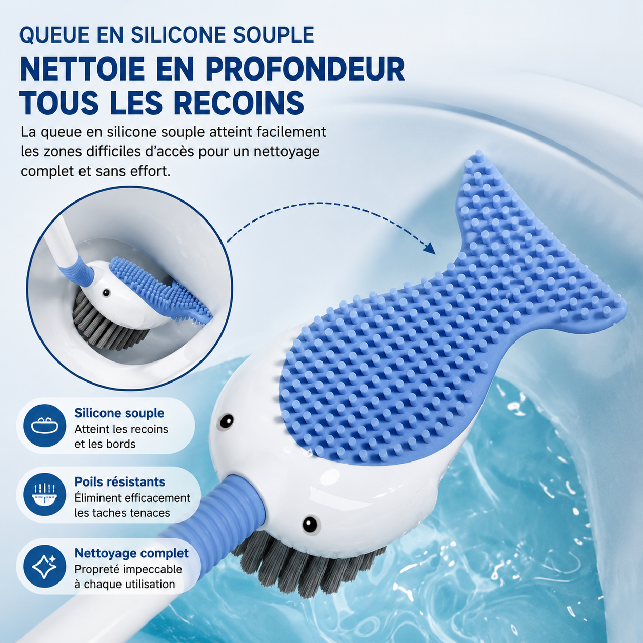 Brosse de Toilette 2-en-1 à Réservoir Intégré