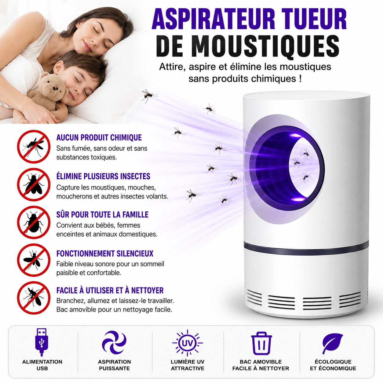 ASPIRATEUR TUEUR DE MOUSTIQUES