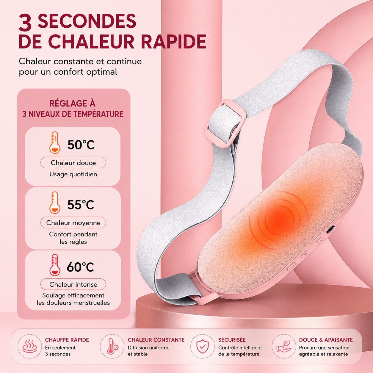 Ceinture Chauffante Anti-Douleurs Menstruelles