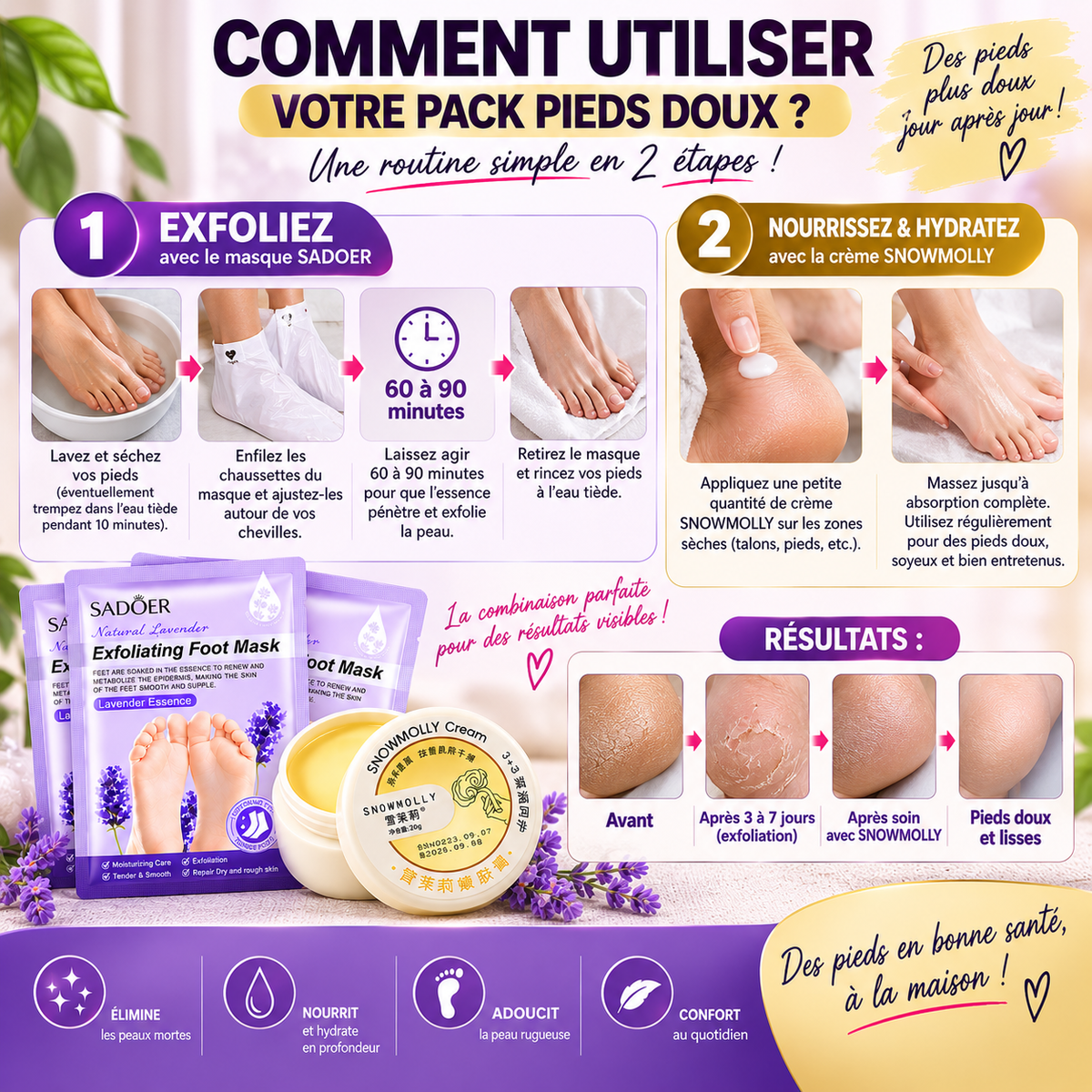 💜 Pack Pieds Doux – Exfoliation + Hydratation ⭐