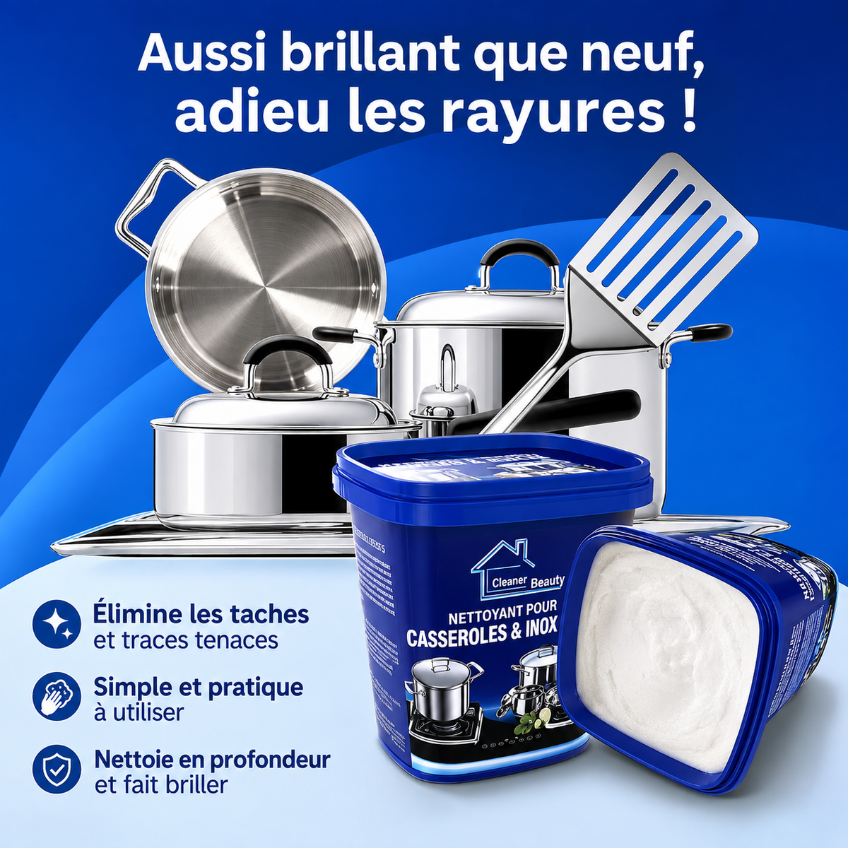 Pâte de nettoyage express Casseroles & Inox ✨ 1/2 Kg