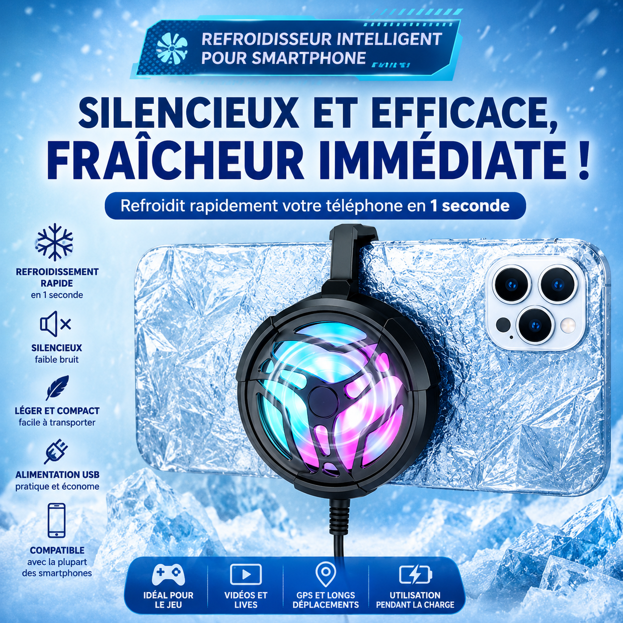 ❄️ Refroidisseur Intelligent pour Smartphone