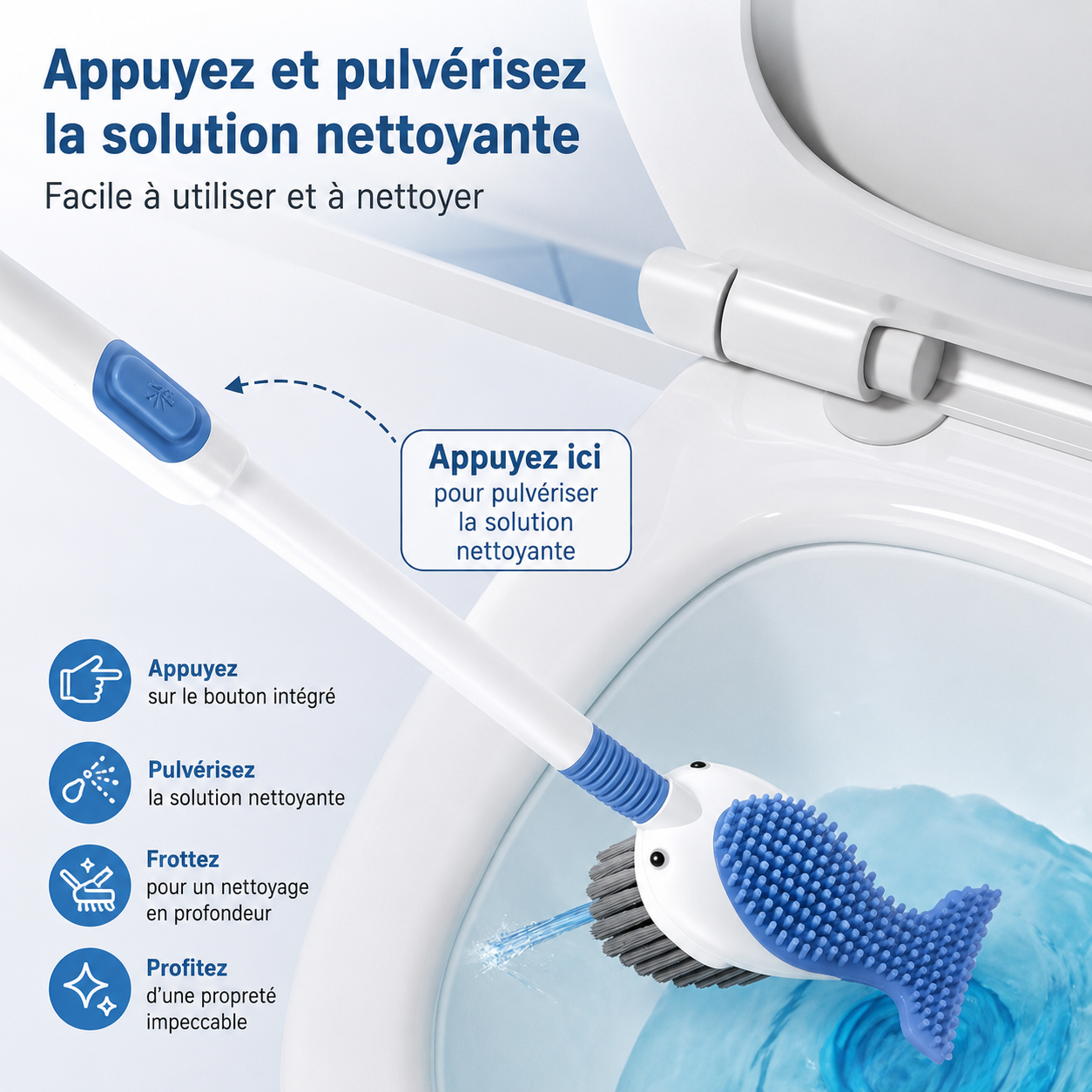 Brosse de Toilette 2-en-1 à Réservoir Intégré