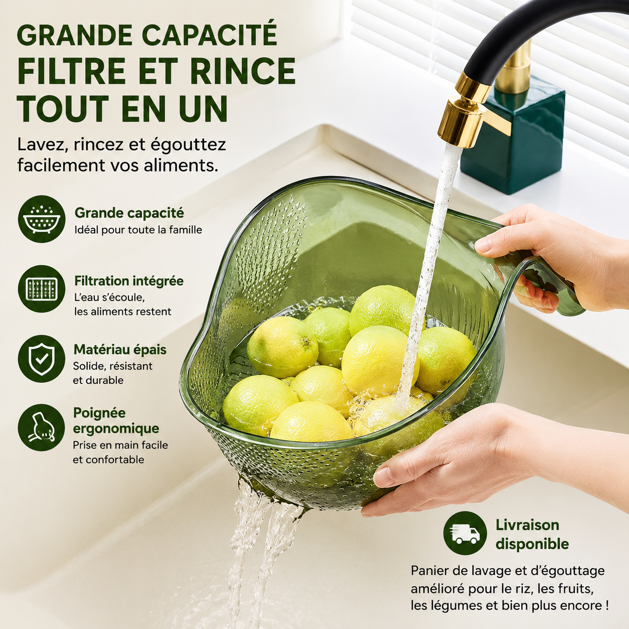 PASSOIRE DE LAVAGE MULTIFONCTION