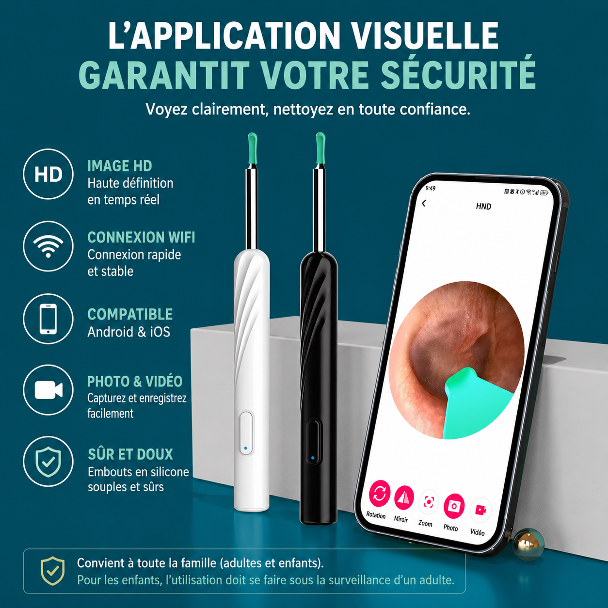 🎥 Caméra Nettoyage Oreilles HD WiFi