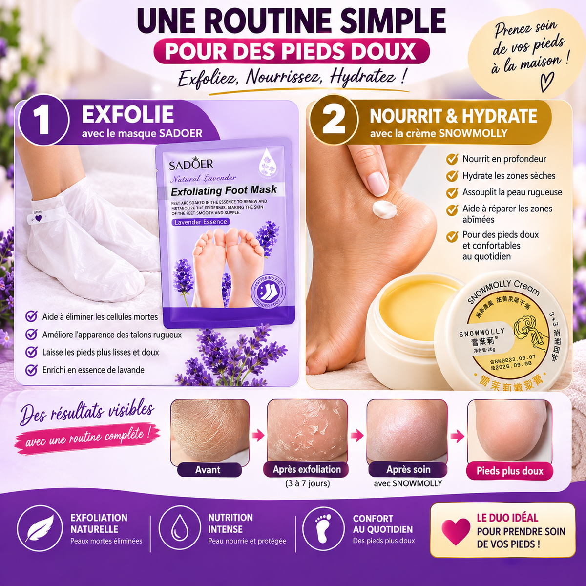 💜 Pack Pieds Doux – Exfoliation + Hydratation ⭐