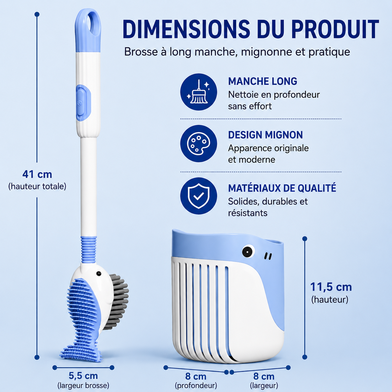 Brosse de Toilette 2-en-1 à Réservoir Intégré