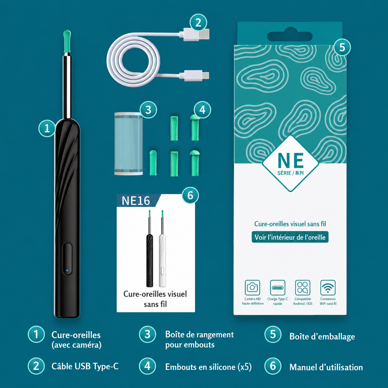 🎥 Caméra Nettoyage Oreilles HD WiFi